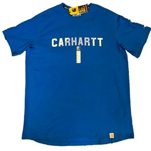 Carhartt Force Mens Blue Mid SS Block Logo T-Shirt Size L